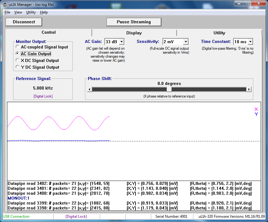 ['uLIA Manager' application for USB lock-in amplifier]